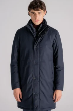 Giaccone piumino membrato poliestere/viscosa blu