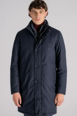 Giaccone piumino membrato poliestere/viscosa blu