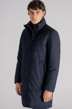 Giaccone piumino membrato poliestere/viscosa blu