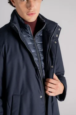 Giaccone piumino membrato poliestere/viscosa blu