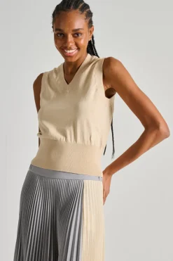Gilet clizia maglie beige