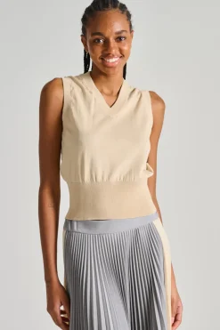 Gilet clizia maglie beige