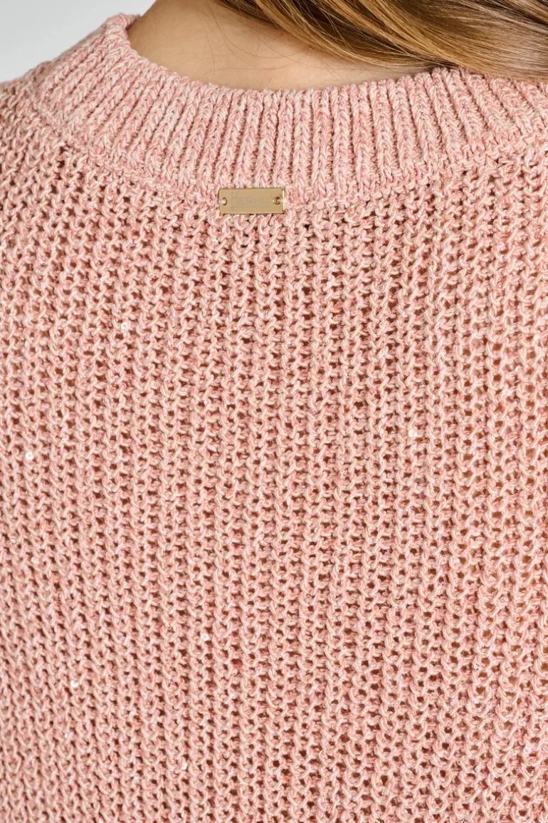 Gilet maglia paillettes rosa