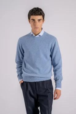 Girocollo lana merino azzurro