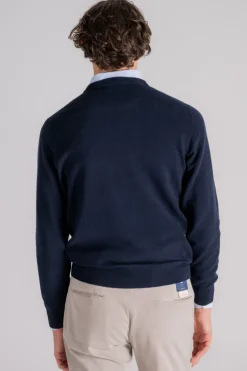 Girocollo lana/cashmere blu