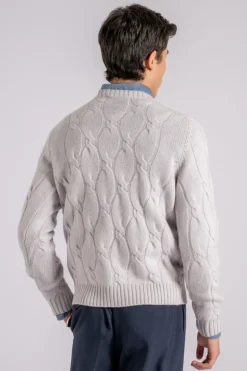 Girocollo soft trecce lana/cashmere grigio