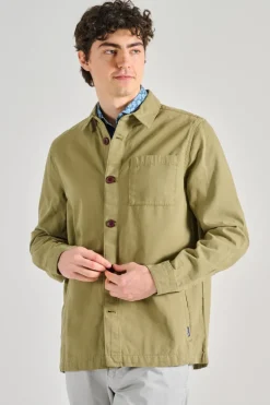 Giubbotti washd overshirt cotone verde