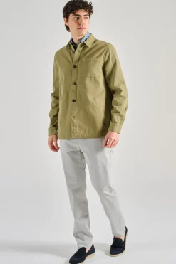 Giubbotti washd overshirt cotone verde