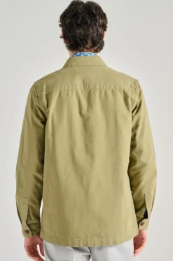 Giubbotti washd overshirt cotone verde