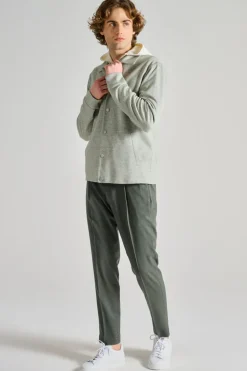 Giubbotto coach cotone/lino melange verde