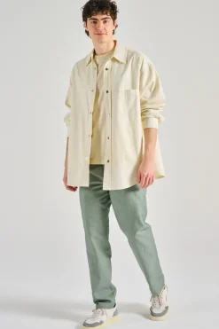 Giubbotto over shirt jacket tessuto beige