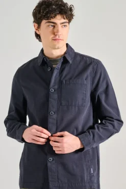 Giubbotto overshirt tessuto blu