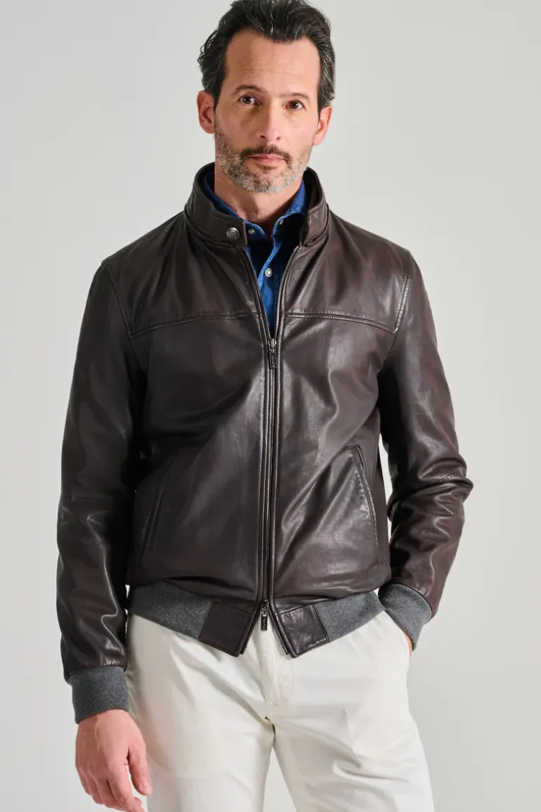 Giubbotto pelle marrone