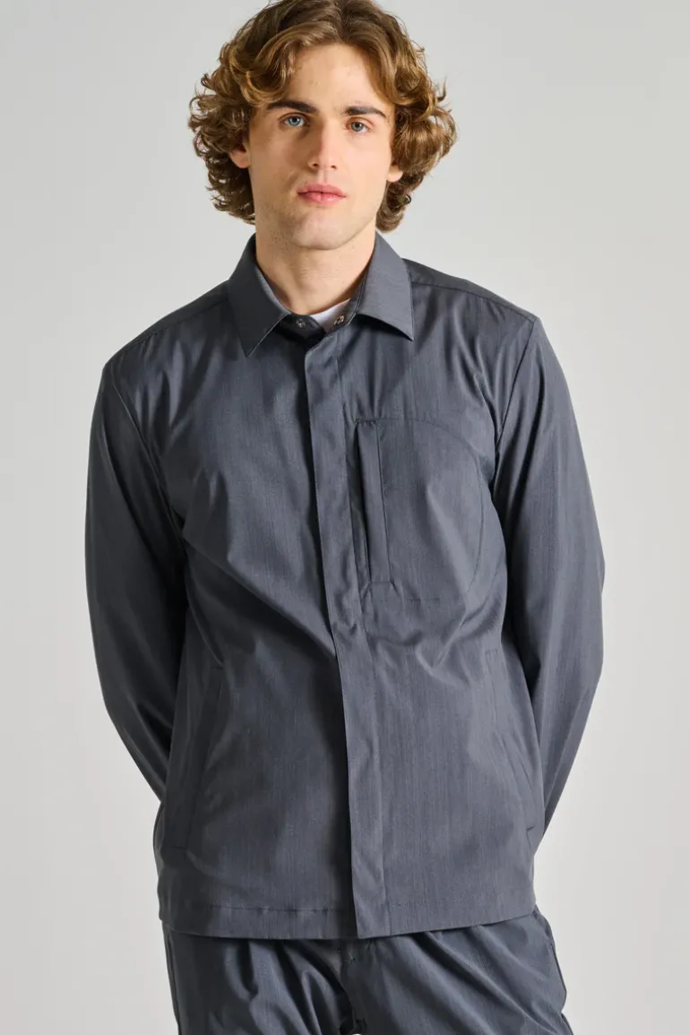 Giubbotto shirt jacket tech woven grigio