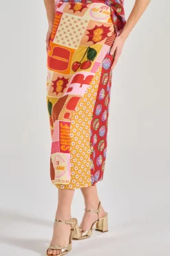 Gonna amber viscosa rosso