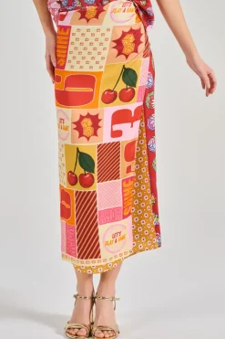 Gonna amber viscosa rosso