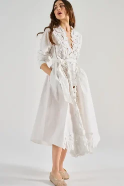 Gonna en fleur cotone popeline bianco