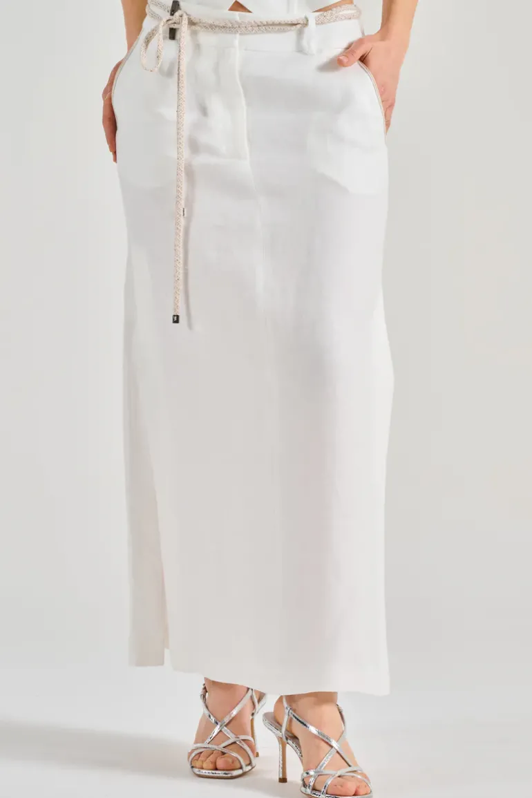 Gonna gabardina puro lino bianco