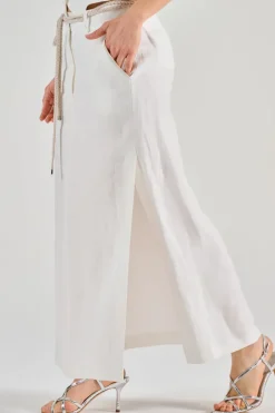 Gonna gabardina puro lino bianco