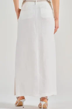 Gonna gabardina puro lino bianco