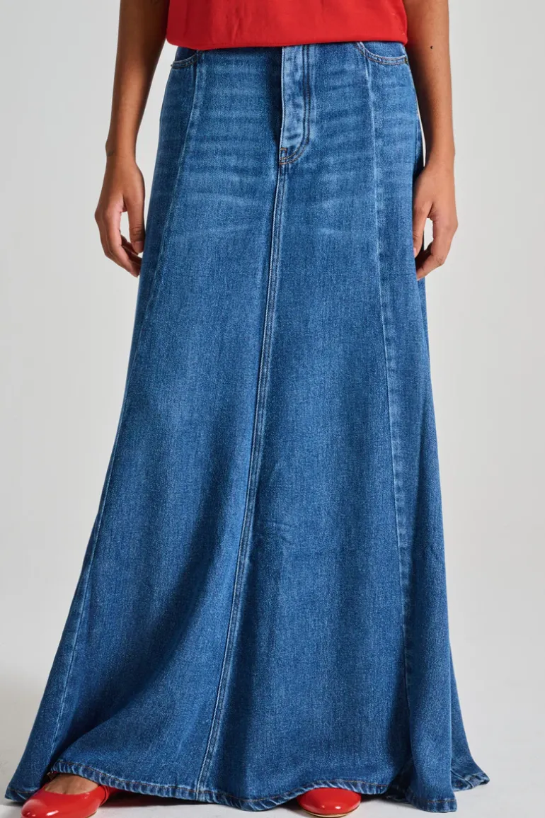 Gonna mirella viscosa blu