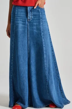 Gonna mirella viscosa blu