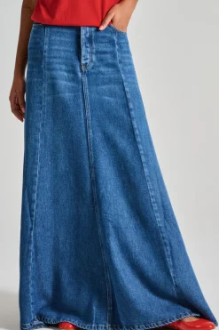 Gonna mirella viscosa blu