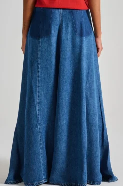 Gonna mirella viscosa blu