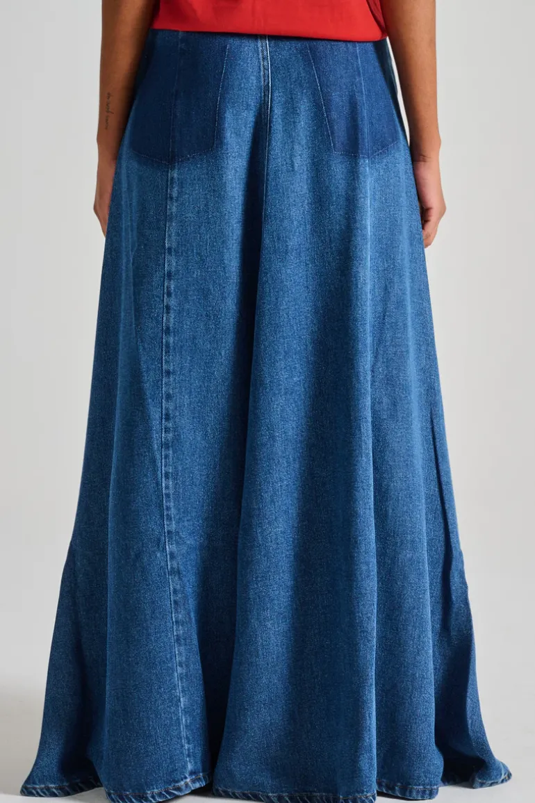 Gonna mirella viscosa blu