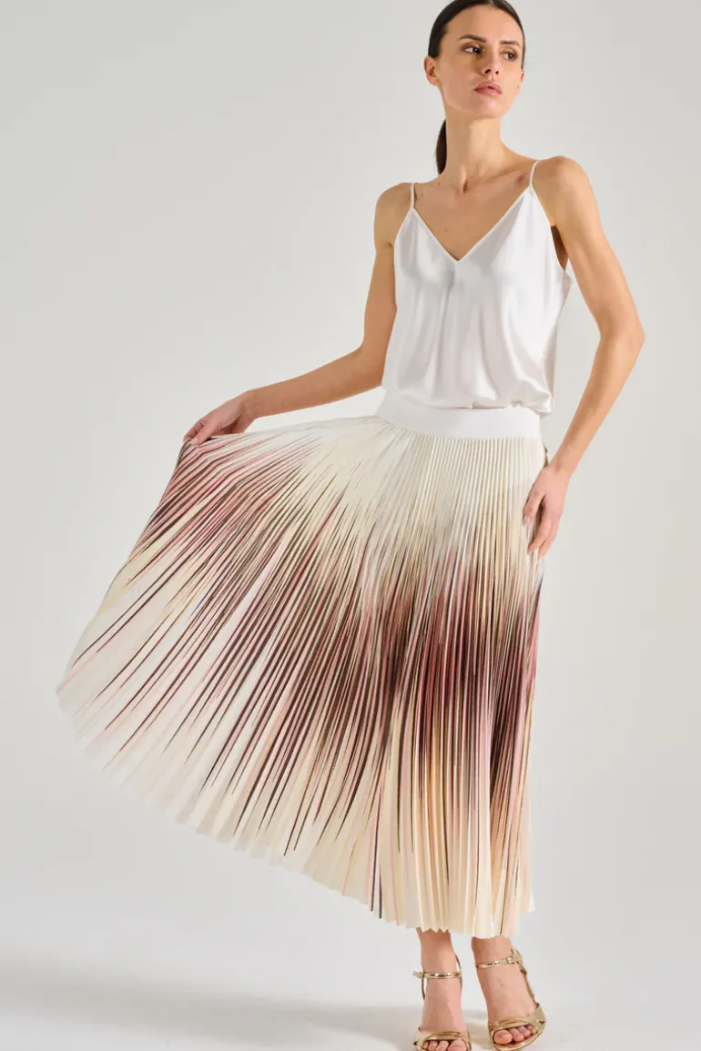 Hernò gonna plissé stampa bianco