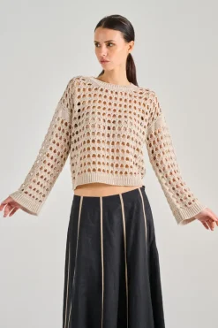 Maglia 100% cotone beige