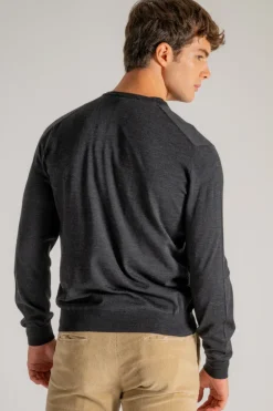 Maglia collo a v royal merino grigio