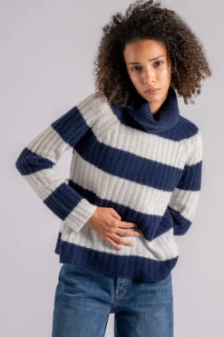 Maglia collo alto 100% ws blu