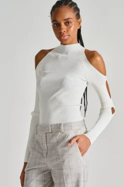 Maglia con tagli cotone bianco