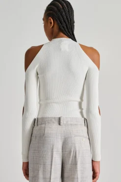 Maglia con tagli cotone bianco