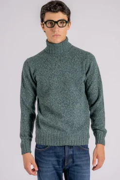 Maglia dolcevita extra fine lana merino verde