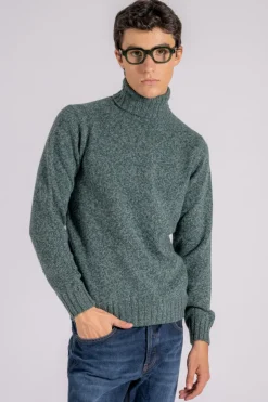 Maglia dolcevita extra fine lana merino verde