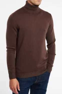 Maglia dolcevita in wv/ws marrone