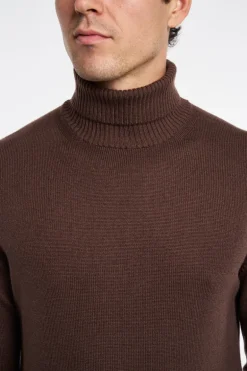 Maglia dolcevita in wv/ws marrone