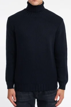 Maglia dolcevita nido d'ape blu uomo