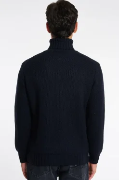 Maglia dolcevita nido d'ape blu uomo