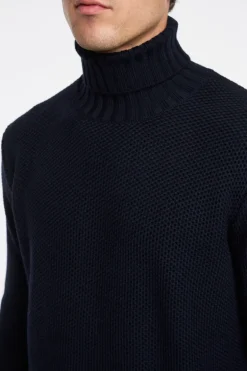 Maglia dolcevita nido d'ape blu uomo