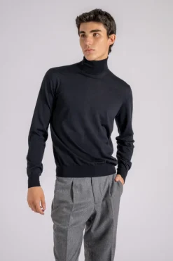 Maglia dolcevita royal merino blu