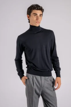 Maglia dolcevita royal merino blu