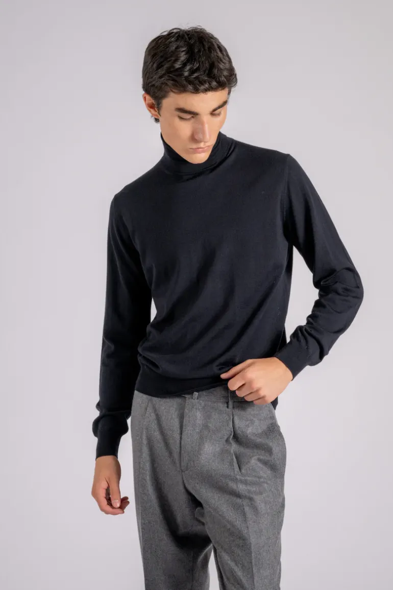 Maglia dolcevita royal merino blu