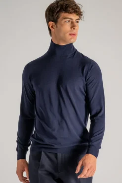 Maglia dolcevita royal merino blu