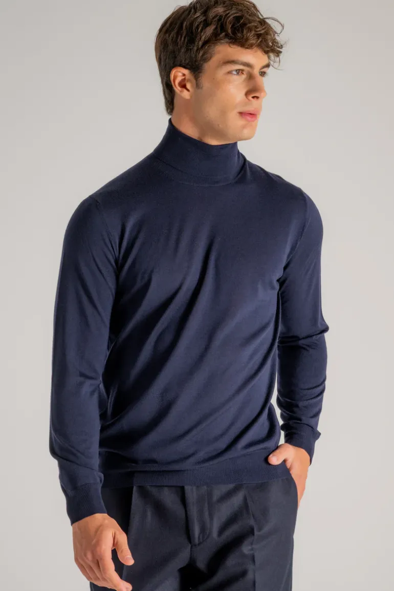 Maglia dolcevita royal merino blu