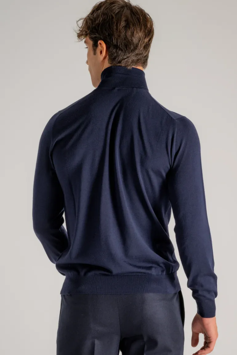 Maglia dolcevita royal merino blu