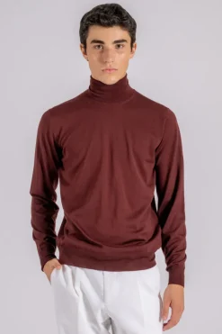 Maglia dolcevita royal merino lana rossa