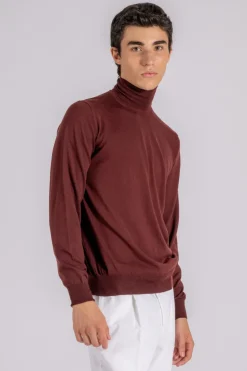 Maglia dolcevita royal merino lana rossa